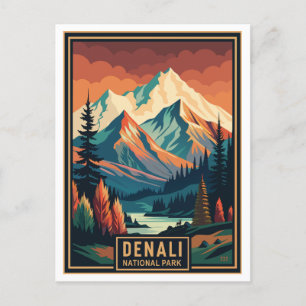 Retro-Denali-Nationalpark Postkarte