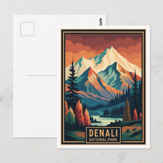 Retro-Denali-Nationalpark Postkarte (Vorne/Hinten)