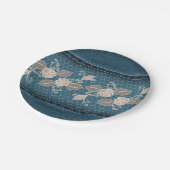 Retro Denim-Beschaffenheit mit Spitze Pappteller (Schrägansicht)