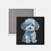 Retro Denim Dog Patch, Funny Shabby Blue Jean Pupp Magnet (Vorderseite/Rückseite)