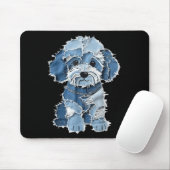 Retro Denim Dog Patch, Funny Shabby Blue Jean Pupp Mousepad (Mit Mouse)