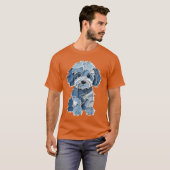 Retro-Denim-Hunde-Patch lustiger schäbiger blauer T-Shirt (Vorne ganz)