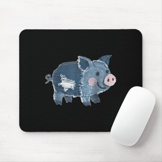 Retro Denim Patch Animal G Print Art Artistic  Mousepad (Mit Mouse)