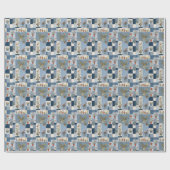 Retro-Denim-Patchwork mit Pflanzen Geschenkpapier (Flach)