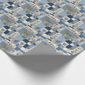 Retro-Denim-Patchwork mit Pflanzen Geschenkpapier (Ecke)