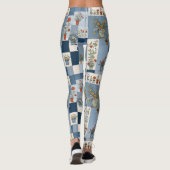Retro-Denim-Patchwork mit Pflanzen Leggings (Rückseite)
