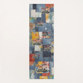 Retro Denim Patchwork mit Pilzen Yogamatte (Vorderseite)