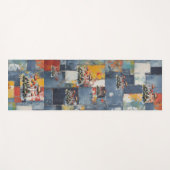 Retro Denim Patchwork mit Pilzen Yogamatte (Vorderseite (Horizontal))