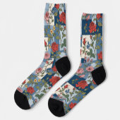 Retro Denim Patchwork mit Rose Socken (Linkes Detail)