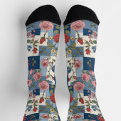 Retro Denim Patchwork mit Rose Socken (Oben)