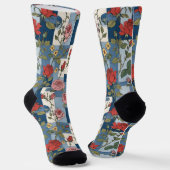 Retro Denim Patchwork mit Rose Socken (Gewinkelt)