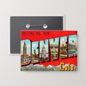 Retro Denver Colorado Postcard Button (Vorderseite/Rückseite)
