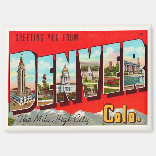 Retro Denver Colorado Postcard Magnet