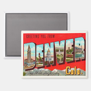 Retro Denver Colorado Postcard Magnet