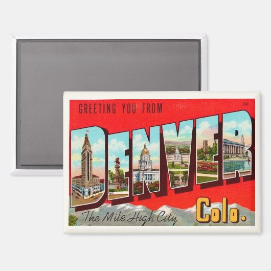Retro Denver Colorado Postcard Magnet (Vorderseite/Rückseite)