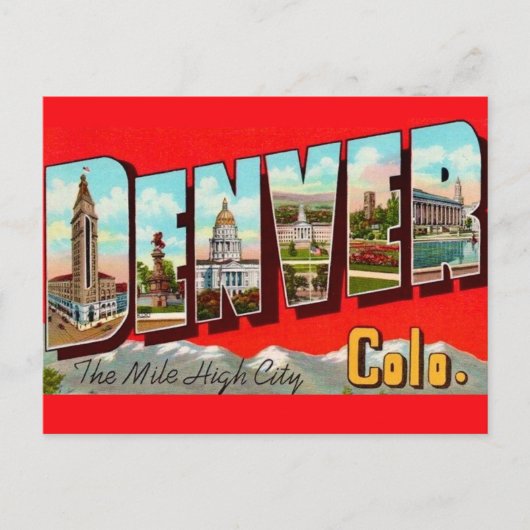 Retro Denver Colorado Postcard Postkarte (Vorderseite)