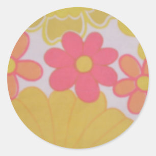 Retro der 70er Blume Runder Aufkleber