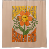 Retro der 70er Jahre Lächelnde Daisy-Blume Duschvorhang (Vorderseite)