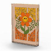 Retro der 70er Jahre Lächelnde Daisy-Blume Fotoblock (Rechts)