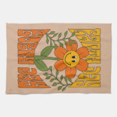 Retro der 70er Jahre Lächelnde Daisy-Blume Geschirrtuch (Horizontal)
