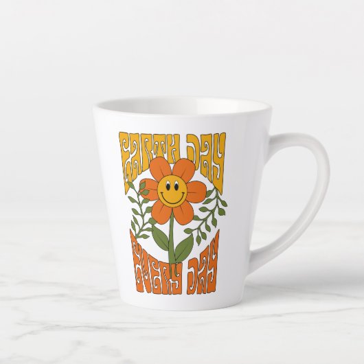 Retro der 70er Jahre Lächelnde Daisy-Blume Milchtasse (Rechts)