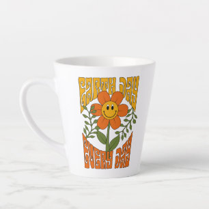 Retro der 70er Jahre Lächelnde Daisy-Blume Milchtasse