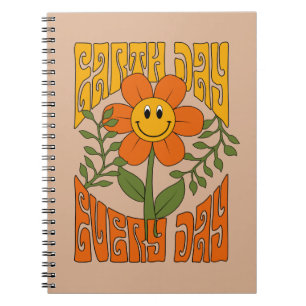 Retro der 70er Jahre Lächelnde Daisy-Blume Notizblock