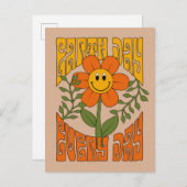 Retro der 70er Jahre Lächelnde Daisy-Blume Postkarte (Vorne/Hinten)