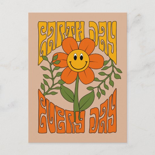 Retro der 70er Jahre Lächelnde Daisy-Blume Postkarte (Vorderseite)