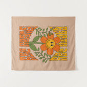 Retro der 70er Jahre Lächelnde Daisy-Blume Wandteppich (Vorderseite (Horizontal))