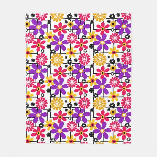 Retro der Blume, heller Retro, blumengeschmückt, r Fleecedecke (Vorderseite)