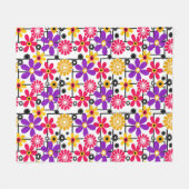 Retro der Blume, heller Retro, blumengeschmückt, r Fleecedecke (Vorderseite (Horizontal))