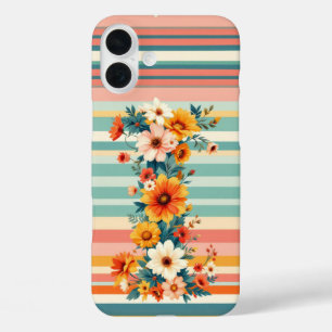Retro der Blume Streifen (I) iPhone 16 Plus Hülle