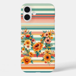 Retro der Blume Streifen (M) iPhone 16 Plus Hülle
