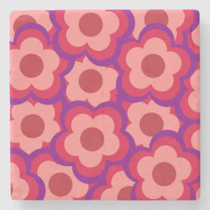 Retro der Blume Whimsisil Red & Pink, fett preppy Steinuntersetzer