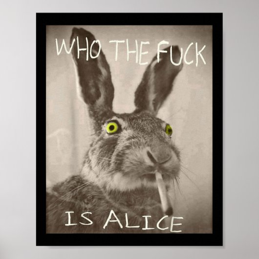 Retro, der F_ck ist Alice Funny Rabbit Poster (Vorne)