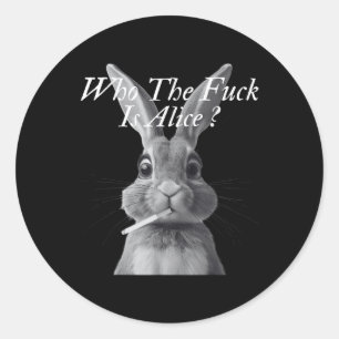 Retro, der F_ck ist Alice Funny Rabbit Runder Aufkleber