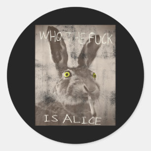 Retro, der Fick ist Alice Funny Rabbit Runder Aufkleber