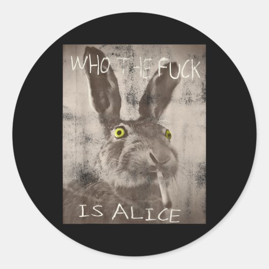 Retro, der Fick ist Alice Funny Rabbit Runder Aufkleber (Vorderseite)