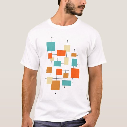 Retro der Funky Geometric Squares Mitte des Jahrhu T-Shirt (Vorderseite)
