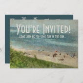 Retro der Michigansee-Strand-Party Einladung (Vorne/Hinten)