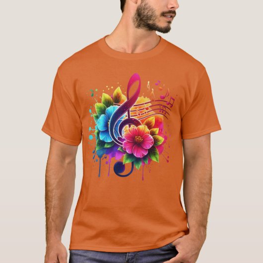Retro der musikalischen Blume T-Shirt (Vorderseite)