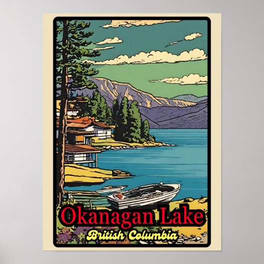 Retro der Okanagan Seenlandschaft Vintages Comic 7 Poster (Vorne)