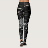 Retro der Schwarz-weißen Leiterkarte Leggings (Rückseite)