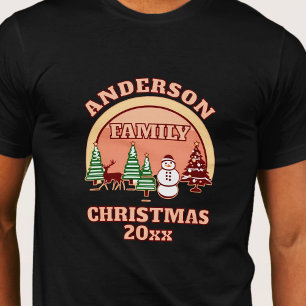 Retro der Weihnachtsfamilie Vintag bearbeitbarer T T-Shirt