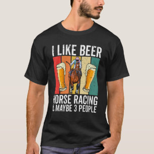 Retro Derby Day Party Ich mag Bier und Pferderenn T-Shirt