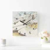 Retro des antiken Flugzeug Quadratische Wanduhr (Zuhause)