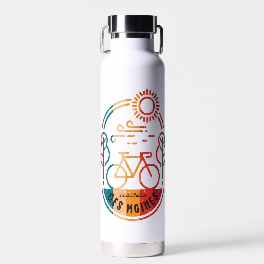 Retro Des Moines Bike Trail. Trinkflasche (Vorne)