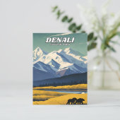 Retro des Nationalparks Denali Postkarte (Stehend Vorderseite)