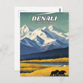 Retro des Nationalparks Denali Postkarte (Vorne/Hinten)